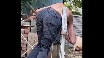 Preview 4 of Seachbangin Becky - Stretching and Twisting on wrought iron railing in just jeans for Pain Relief