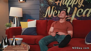 Preview 1 of Kristin Davis Sex Tape Creampie - Gay stepbros anal fuck on New Years eve