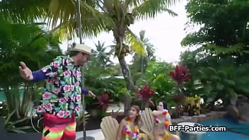 Preview 1 of Familiystroke - Poolside surprise foursome in Hawaii
