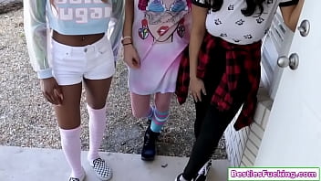 Preview 1 of Pasrah Dientot - Guy fucks big tits teen and her 2 bffs