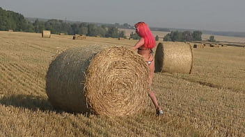 Preview 3 of Humka Wishes Sex - Bikini,  hay rolls and field