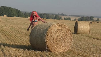 Preview 4 of Humka Wishes Sex - Bikini,  hay rolls and field