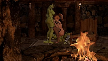 Preview 2 of 16 Yeer Old Xxx - Two Orc Dickgirls Double Penetration Anal Sex with a Ladyboy Elf