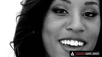 Preview 1 of Blacked And Gril 18 Year - DEVILS GANGBANGS - Pretty Ebony Ashley Pink Gets DP And Gangbanged And Gets Hot Cum On Her Face