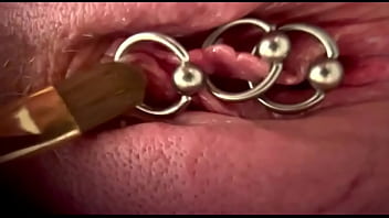 Preview 1 of Casey Bat Belle - Extreme Close Up Rubbing My Pierced Clit by MakeUp Brush and Huge Orgasm make me completely Wet my Pussy