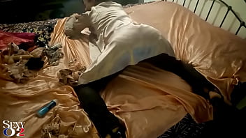 Preview 1 of Myself Sex - 1884 - Amateur Slut,  Zebra Satin Corset,  White Satin Panties,  Black Leather Pants,  Ass Licking,  Rimming
