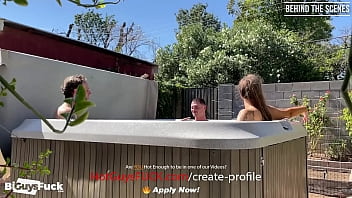 Preview 4 of Translate To Arbic - Behind The Scenes: Big Titty Babe Kenzie Enjoys Two Hung Hunks!