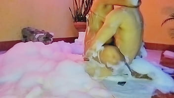Preview 3 of Cfnm Fart - Abbihot en su primera vez chupando y follando en jacuzzi