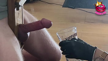 Preview 3 of Xmass Under - Close up femdom edges cock to ruined orgasm in a glass