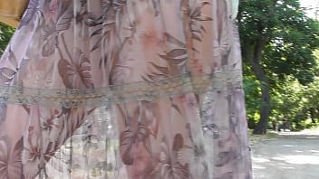 Preview 1 of Gims Big - Hairy mature in transparent dress flashing