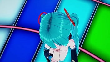 Preview 2 of Sexy Hunting - Hatsune Miku Fingers herself Live Onstage,  then Gets POV Fucked in Front of Crowd. Hentai.