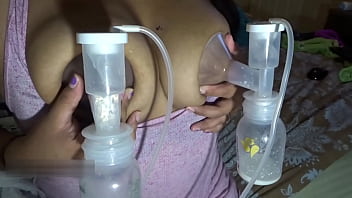Preview 4 of Bbw Fae Fart - Milf Big lactating tits get breast pumped and milked