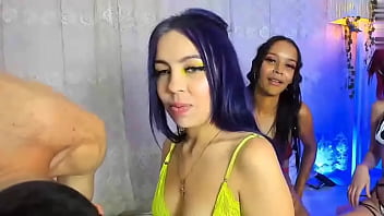 Preview 2 of American Mom Son Hard Fuck Vedio - Purple haired girl buries herself in cock leaving her drooling
