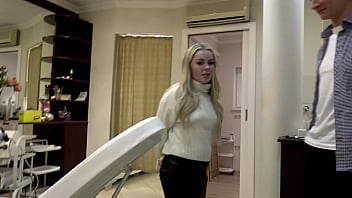 Preview 1 of Av Jav Debut - TINY BLONDE Haley Spades ANAL CREAMPIE THREESOME in front of CUCKOLD Landlord - Part 1