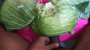 Preview 4 of Sutomo Medan - Playing With Cabbage With My Horny Big Black Cock And Balls For Dirty Desire Part-1