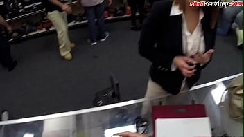 Preview 1 of Titanic Love Making Scene - Busty pawnshop amateur sucks before sex out the back of shop