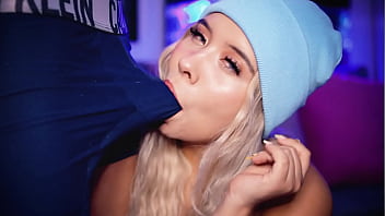 Preview 2 of Indian Rap With Wife - Blonde college student with a cute face stimulates her boyfriend&#039_s cock over his boxer shorts