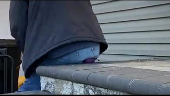 Preview 2 of Xxxhb Fuk - Grinding Massage Balls with Pelvis and thighs on Steps in Jeans