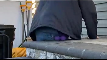 Preview 4 of Xxxhb Fuk - Grinding Massage Balls with Pelvis and thighs on Steps in Jeans