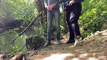 Preview 2 of Seachvergin Teensex - Slutty MILF with a huge sexy ass pisses in nature and holds my cock