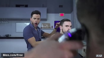 Preview 3 of Swag Bondage Panda Porn - Barber shop fucking session with (Morgan Blake,  Ethan Chase) - Men.Com