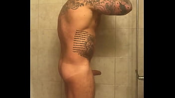 Preview 1 of Fake Amatuer Spanish Please - Showering with a raging hard-on!