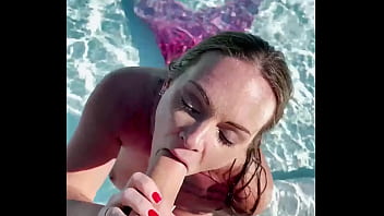 Preview 3 of Gay Face Slap Spit - Big tits blonde Tiffany Leiddi gives a sensual BJ in the pool