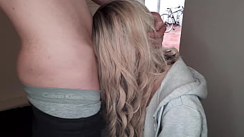Preview 4 of Blake James Anal - Public Dick Flash! Neighbour Girl Caught Guy Jerking off and Helped him Cum! Rough facefuck,  deepthroat and cum hate