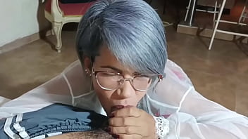 Preview 3 of Old Girls Nude - blowjobs ending in her mouth with stepmother and stepsister alone at home. takes 5