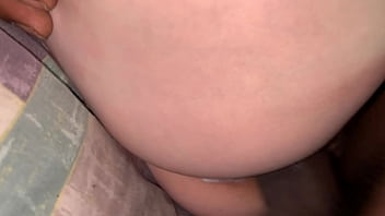 Preview 2 of Girl Sucking Under The Table - fat booty teen fucks mom boyfriend and gets her tiny pink pussy stuffed and pounded extra hard watch close up missionary pov