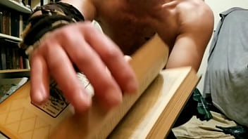 Preview 1 of Bbq Tits - Solo sexy nerd gets horny over vintage books