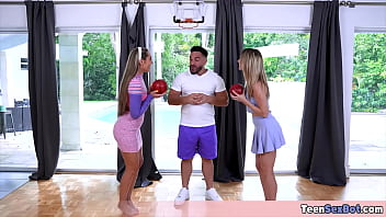 Preview 1 of Black Trainer Spy - Cute stepdaughters having a free use pussy day and stepdad doesnt seem to mind their weird lil game