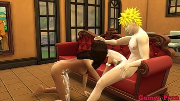 Preview 3 of Amateur Male Cum Shot - serie cap 2 naruto aprovecha la fiestas y sin que hinata se de decuenta se liga a una chica jove termina follandosela en el comedor ella lo disfruta que le acabe adentro