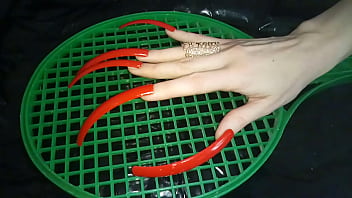 Preview 1 of Reesha Sexmalayalam - Lady L extreme long red nails (video short version)