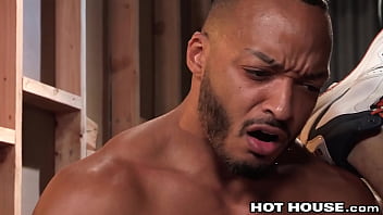 Preview 4 of Mom Dad Douter Sex - Ebony Director Bareback Fucks New Crew Member - HotHouse