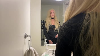 Preview 2 of Boss Rape Seceretary - Blonde Crossdresser Flashes Panties