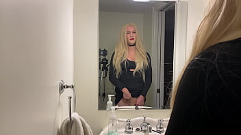 Preview 3 of Boss Rape Seceretary - Blonde Crossdresser Flashes Panties