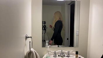 Preview 4 of Boss Rape Seceretary - Blonde Crossdresser Flashes Panties