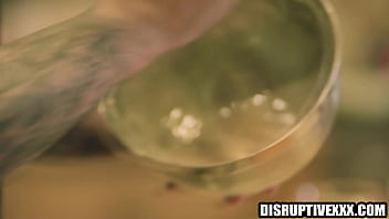 Preview 1 of Perverted Housewife Drinking Pee - Gay buff brings his neighbor a cum filled donut | Muscular gays