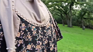 Preview 2 of Anal Multiple Squirting Orgasms - Big ass Pawg hijab Muslim Milf pissing outdoor in the park and getting pussy fingered by stranger