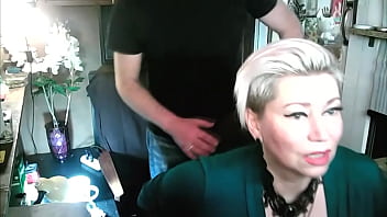 Preview 2 of Inesn - Husband spreads legs of his mature wife,  showing off her insatiable cunt to the whole world!