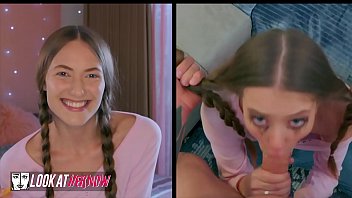 Preview 1 of Threesome Man Slave - Hardcore Couch Fuck For Kinky Blonde Teen (Samantha Hayes) - Look At Her Now