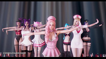 Preview 1 of Kajal Boom Sexy Scene Heroin - [MMD] Brown Eyed Girls - Abracadabra Hot Kpop Dance Ahri Akali Kaisa Lux Jinx Caitlyn 4K 60FPS