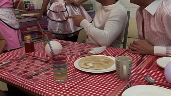 Preview 1 of Df6 30 Min - Amy Azurra Carly Parker And Chloe Serve More Than Pancakes At This Diner