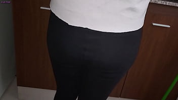 Preview 1 of Seana Rae Bbw Big Tit - Painful anal to my stepmother,  she shows me her big ass in the kitchen,  she wears leggings,  she masturbates her vagina massaging my fat dick