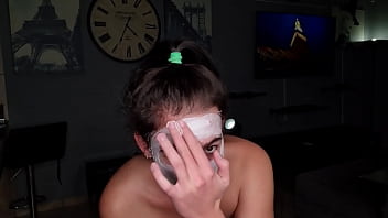 Preview 2 of Lpoiuyte - Getting a eye and face cum and piss treatment by cock while wearing a moisturizing skin face mask | spa day