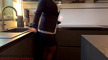 Preview 1 of Bitony Naughty Ofice - boss secretary lunch break sex in the office kitchen - pencil skirt up and cum dripping pussy,  business-bitch