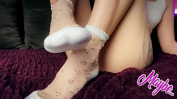 Preview 1 of Jessi Arab - Oiled Footjob and Fuck Transparent Dildo