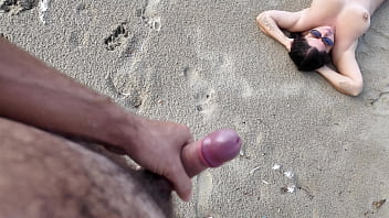 Preview 4 of Trisha Krishna Mms Clips - Stranger Fucking hairy Nudist on the Beach