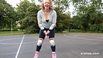Preview 2 of Webcam Littles - Roller Skating Sarah C Bares It All For Ersties